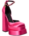Versace Medusa Head Charm Satin Platform Pumps In Pink