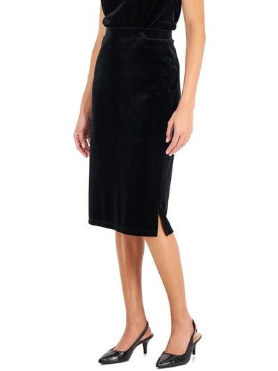 Kasper Women's Velour Midi Pencil Skirt In Black