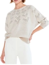 Nic + Zoe Constellation Womens Embellished Knit Pullover Sweater In Multi