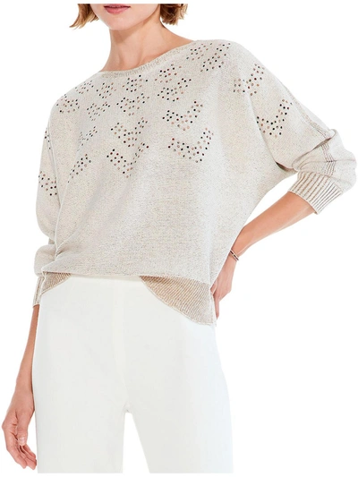 Nic + Zoe Constellation Womens Embellished Knit Pullover Sweater In Multi