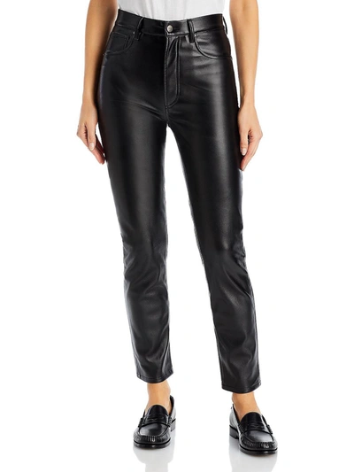 Anine Bing Sonya Womens Vegan Leather Shimmer Skinny Pants In Black