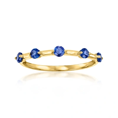 Rs Pure By Ross-simons Sapphire Station Ring In 14kt Yellow Gold. In Blue