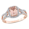 Mimi & Max 1 1/3ct Tgw Cushion-cut Morganite And 1/6ct Tdw Diamond Crossover Ring In 10k Rose Gold In Pink