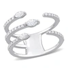 Mimi & Max 1/2ct Tdw Marquise And Round-cut Diamond Three-row Ring In 14k White Gold In White