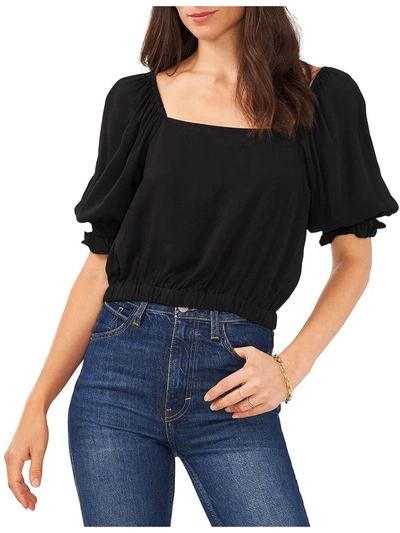 1.state Womens Square Neck Puff Sleeve Cropped In Black