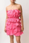 AMUR REED PLEATHER SHELL DRESS IN WATERMELON SOUR