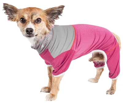 Pet Life Active 'embarker' 4-way Stretch Fitness Yoga Full Body Dog Tracksuit In Multi