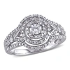 Mimi & Max 1/2ct Tdw Diamond Halo Cluster Engagement Ring In 10k White Gold In White