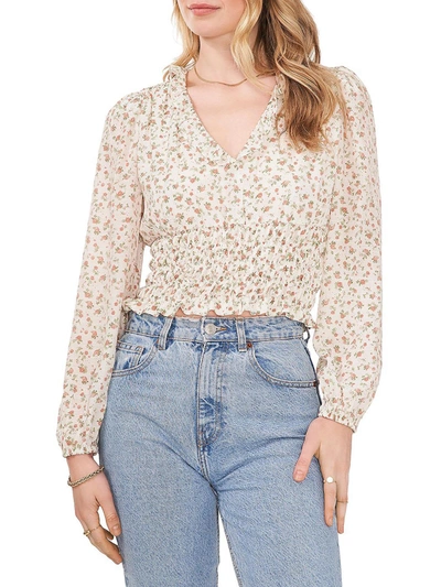 1.state Womens Floral Smocked Cropped In Multi