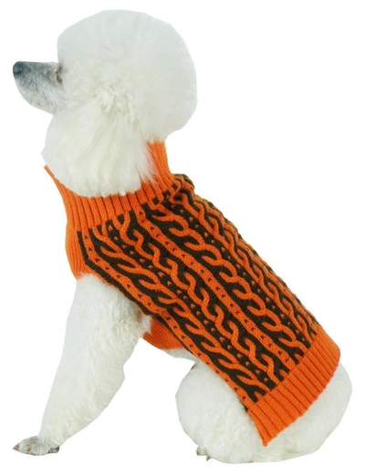 Pet Life 'harmonious' Dual Color Weaved Heavy Cable Knitted Fashion Designer Dog Sweater In Multi