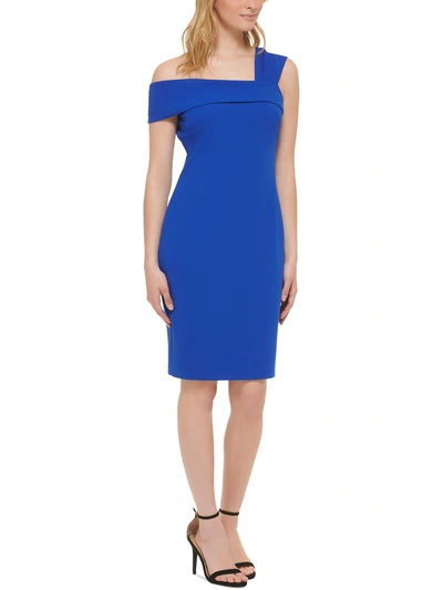 Jessica Howard Womens Asymmetrical Knee Sheath Dress In Blue