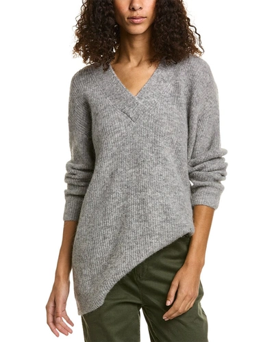 Ganni V-neck Alpaca & Wool-blend Pullover In Grey