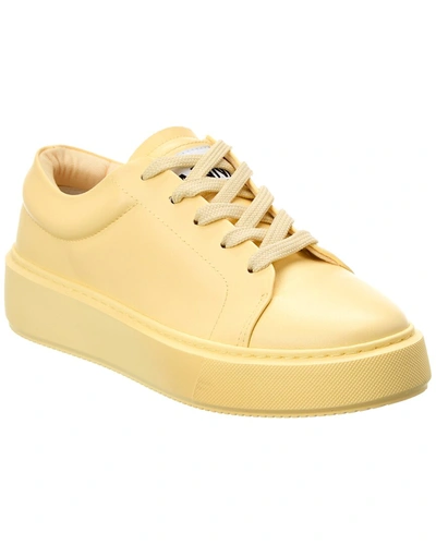 Ganni Sporty Mix Cupsole Leather Sneaker In Yellow