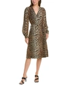 Ganni Leopard Print Midi Dress In Brown