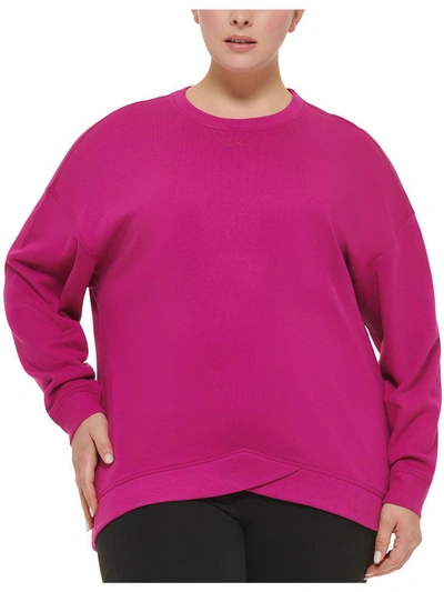Calvin Klein Performance Plus Womens Terry Cozy Sweatshirt In Pink