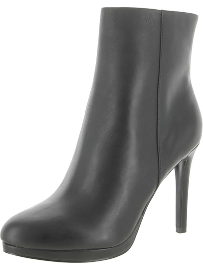 Nine West Quanette Womens Leather Ankle Booties In Black