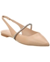 Stuart Weitzman Crystal-embellished Slingback Flats In Beige