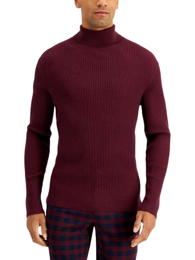 Inc Mens Ribbed Long Sleeve Turtleneck Sweater In Red