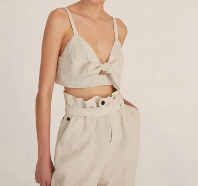 Marissa Webb Paloma Linen Tie Front Top In Flax In Beige