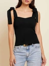 NATION LTD BRYNN GIRLY TANK TOP WITH CONTRAST IN JET BLACK