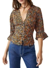 FREE PEOPLE I FOUND YOU WOMENS FLORAL BUTTON FRONT BLOUSE