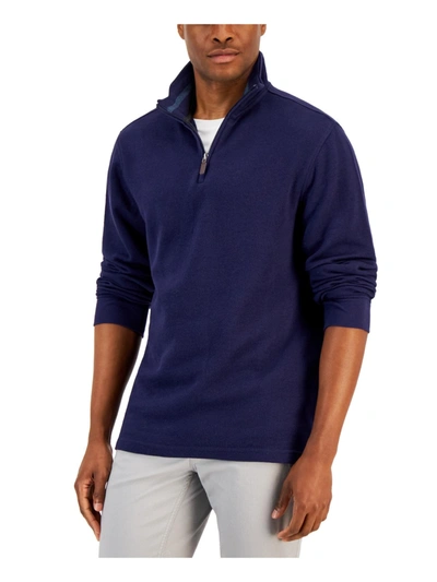 Club Room Mens 1/4 Zip Mock Neck Pullover Sweater In Blue
