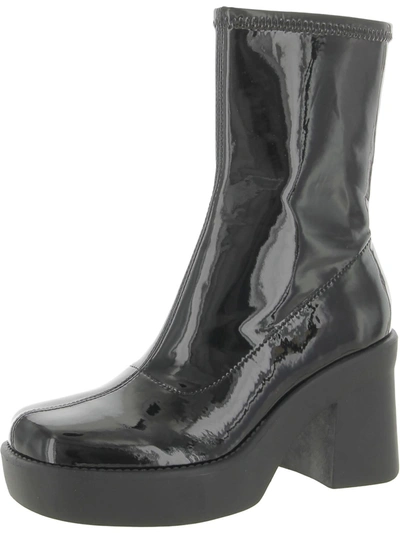 Nine West Gerri 3 Womens Patent Square Toe Mid-calf Boots In Black