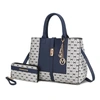 Mkf Collection By Mia K Yuliana Circular M Emblem Print Satchel Handbag For Women's With Wallet In Blue