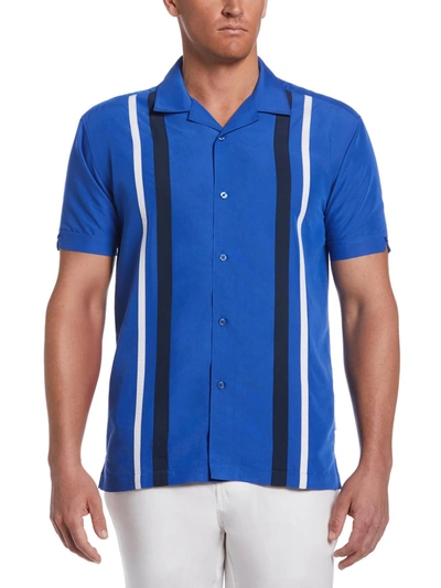 Cubavera Mens Short Sleeve Woven Button-down Shirt In Blue
