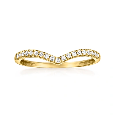 Rs Pure By Ross-simons Diamond Chevron Ring In 14kt Yellow Gold In Silver