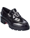 Christian Louboutin Cl Moc Lug Leather Loafers In Black