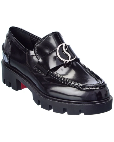 Christian Louboutin Moc Lug-sole Leather Loafers In Black