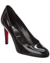 Christian Louboutin Pumppie Abrasivato Red Sole Calfskin Leather Pumps In Black