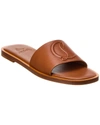 Christian Louboutin 10mm Cl Leather Mule Flats In Brown