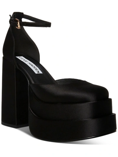 Steve Madden Charlize Womens Block Heel Ankle Strap Platform Heels In Black