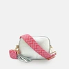 APATCHY LONDON SILVER LEATHER CROSSBODY BAG WITH CANDY FLOSS STRAP