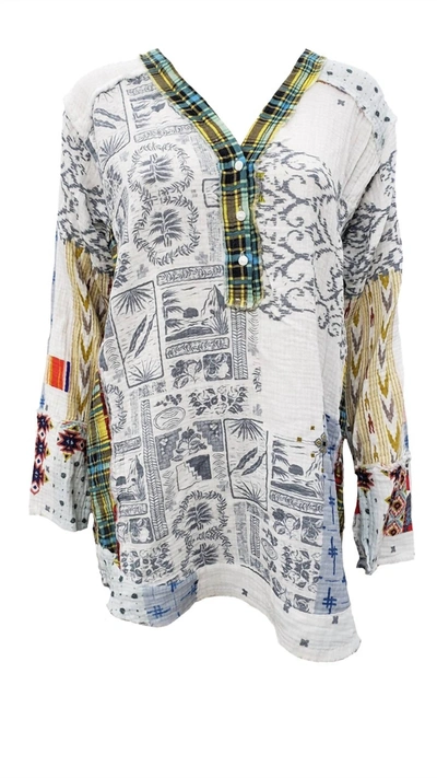 Johnny Was Women's Tokyo Patchwork Gauze Blouse In Multi In White