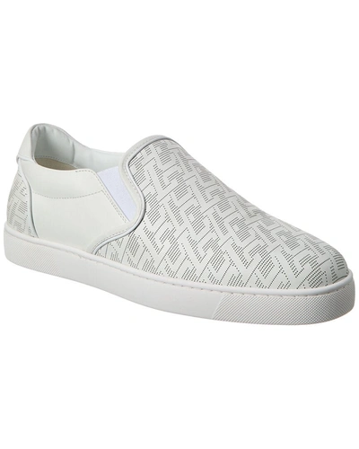 Christian Louboutin F.a.v. Fique A Vontade Leather Slip-on Sneaker In White