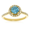 Vir Jewels 1.30 Cttw Blue And White Diamond Engagement Ring 14k Yellow Gold Bridal In Blue