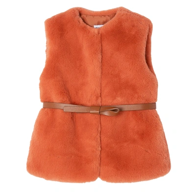 Mayoral Kids' Orange Faux Fur Vest