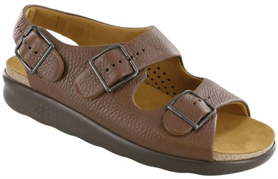 Sas Relaxed Heel Strap Sandal - Narrow In Amber In Brown