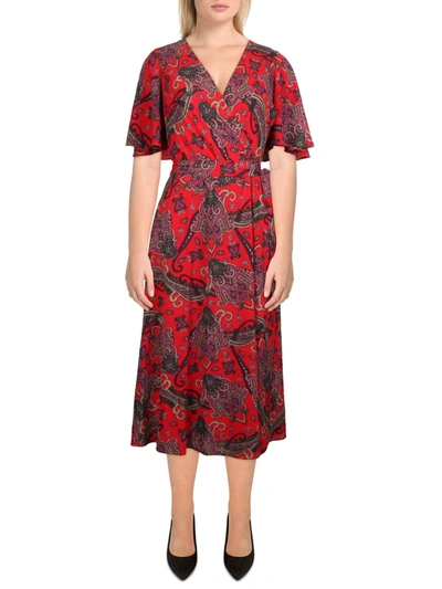 Lauren Ralph Lauren Womens Paisley Midi Fit & Flare Dress In Multi