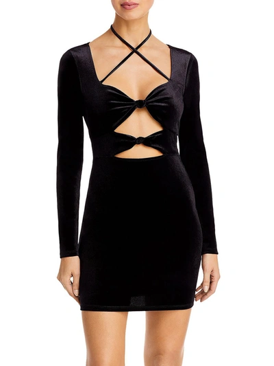 Fore Womens Velvet Cut-out Mini Dress In Black