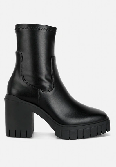 London Rag Kokum Faux Leather Platform Ankle Boots In Black