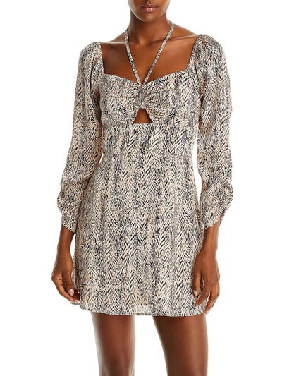 Aqua Womens Animal Print Halter Mini Dress In Multi