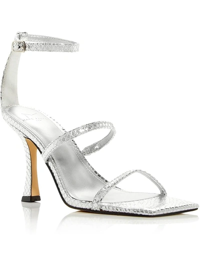 Marc Fisher Ltd Dalida Womens Leather Buckle Strappy Sandals In Silver