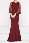 Marsoni By Colors Cape Gown In Wine In Pink