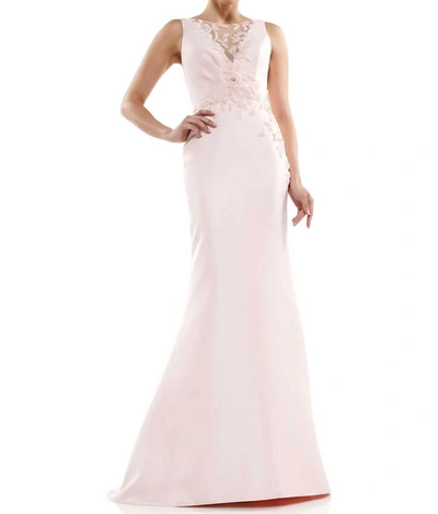 Marsoni By Colors Beaded Bodice Fit N Flare Gown In Blush In Pink