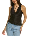 Frame Laced Satin Tank In Black