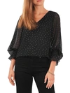 VINCE CAMUTO SPARKLE AND SHINE WOMENS CHIFFON BALLOON SLEEVES BLOUSE